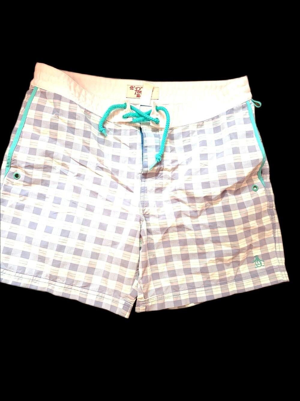 Original Penguin Plaid Swim Trunks – Men's Size 32